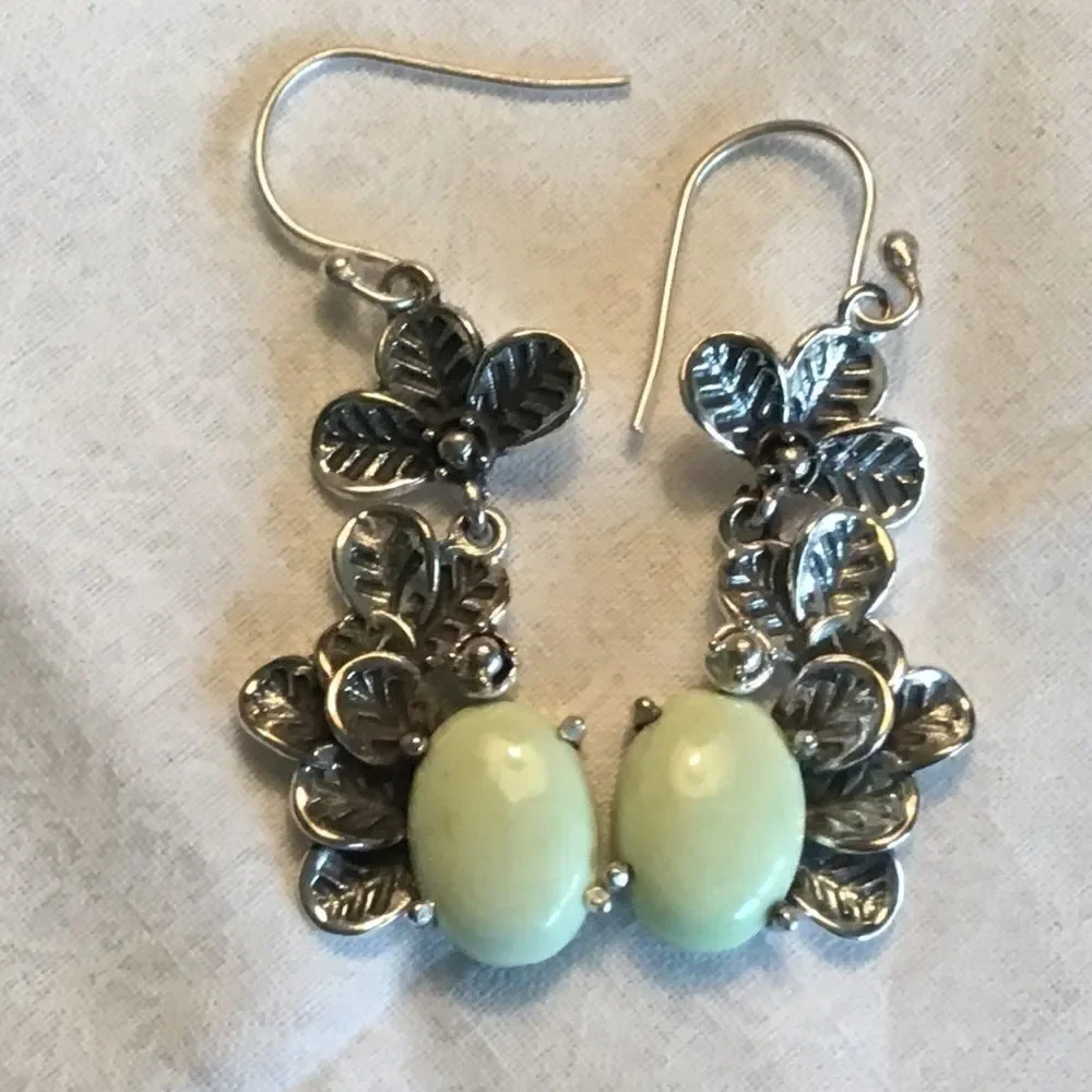 NWOT.  SS Australian Lemon Chrysoprase Earrings